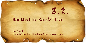 Barthalis Kamélia névjegykártya